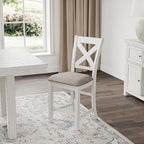 Signature Design by Ashley Robbinsdale Farmhouse Upholstered Barstool, Set of 2, X-Back, Nailhead Trim, Wood, 24.75" H, White & Light Gray