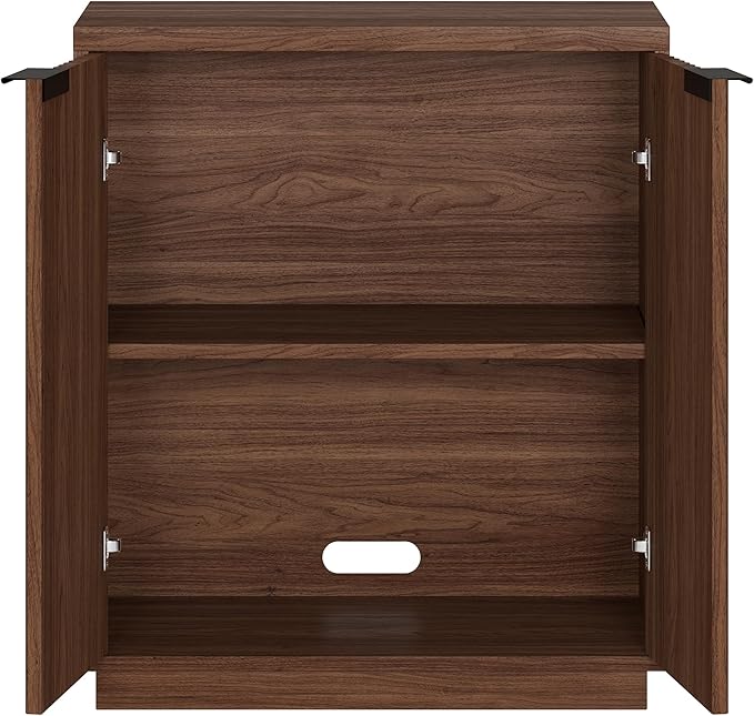 Henn&Hart 28" Fluted Wooden Accent Cabinet, Modern Ribbed Sideboard Buffet Cabinet with 2 Doors and an Adjustable Shelf for Living Room, Dining Room, Bedroom or Entryway, Satin Walnut