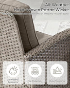 HUMMUH 2-Person Outdoor Glider Bench-All-Weather Wicker Patio Double Swing Rocking Chair Patio Loveseat for Deck Lawn Porch Balcony Poolside-Grey/Grey