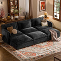 ELUCHANG 116" Luxury Modular Sectional Sofa, Comfy Deep Seat Cloud Couch, Sleeper Sofa Bed, 6 Seat Modern Couch with Removable Cover for Living Room, Apartment, DIY Combination, Chenille Black