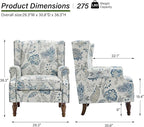Accent Chair, Upholstered High Back Floral Armchair with Nailhead Trim & Wood Legs, Comfy Wingback Reading Single Sofa Chair for Small Spaces, Living Room, Bedroom ( Plants Blue Floral, Set of 2)