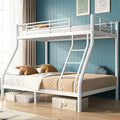 Bunk Beds Twin Over Full Size, Heavy Duty Metal Bunk Bed Frame with Angled Ladder for Teens and Adults, for Spaces-Saving, Smooth Rounded Edges, Noise Free & Easy Assembly, White