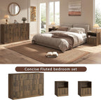 3-Piece Modern Bedroom Furniture Set, Wide 8-Drawer Dresser & 1-Drawer Nightstands Set of 2, Natural Wood Dresser and Nightstand Sets for Bedroom, Hallway, Walnut