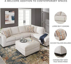Signature Design by Ashley Aviemore Casual L-Shaped 2-Piece Sectional with Chaise and Loose Seat Cushions, Accent Pillows Included, 110" Wide, Light Gray