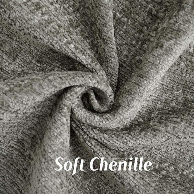 FUTEI Grey Chenille Throw Pillow Covers 22x22 Inch Set of 2,Soft Cozy Bound Edge Design Cushion Case,Home Decor for Couch Bed Living Room