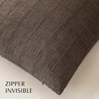 Foindtower Set of 2 Decorative Linen Check Throw Pillow Covers Neutral Farmhouse Vintage Cushion Covers Modern Boho Home Decor for Sofa Chair Couch Bedroom Living Room,22×22 Inch,Dark Brown