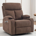 Power Swivel Rocker Recliner Massage Chair for Adults, Electric Rocking Recliner Glider Chairs for Living Room with USB and Type-C Ports,Fabric Reclining Sofa Chair (Mocha Brown)