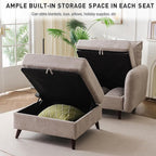 Oversized Accent Chair with Ottoman,All Seats Storage,Comfy Armchair,24.5'' Deep Seat,Upholstered Living Room Chairs,Reading Chair,Lounge Chair for Bedroom,Office,Chenille,Khaki
