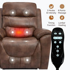 PELUMY Power Lift Recliner Chair for Elderly with Massage and Heat, Dual Motor Heavy Duty 350lbs Recliner, 8-Point Vibration & Lumbar Heating, Electric Lift Chair (Breathable Leather, Brown)