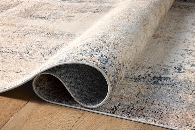 Loloi Teagan Collection TEA-08 Ivory/Mist 7'-11" x 10'-6" Area Rug, Large, Soft Neutral Rug, High-Traffic for Living Room, Bedroom, Home Office, Dining Area