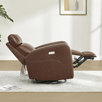 CHITA Genuine Leather Power Swivel Glider Recliner Chair for Adults, FSC Certified Electric Nursery Rocker Recliner Chair for Living Room, Light Brown