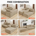103'' Boneless Corduroy L Shaped Couch, 3 Seat Modular Sectional Deep Seat Sofa with Chaise Lounge, No Assembly Cloud Lounge Sleeper Sofa, Camel