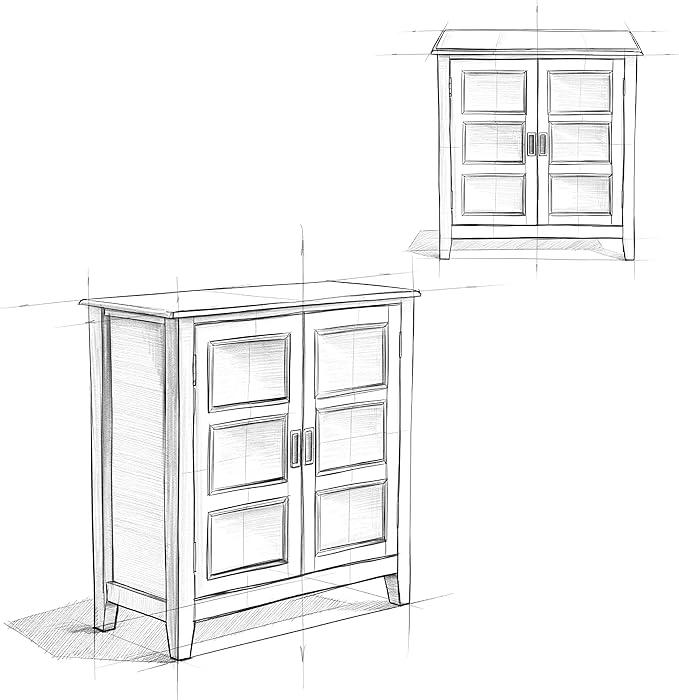 SIMPLIHOME Burlington SOLID WOOD 30 inch Wide Transitional Low Storage Cabinet in Distressed Grey for the Living Room, Entryway and Family Room