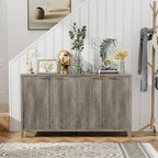 Fluted Sideboard Buffet Cabinet, 55" Large Storage Buffet Cabinet with 4 Doors and Adjustable Shelves, Modern Sideboard Console Table for Living Room,Entryway,Dinning Room,Kitchen-Grey