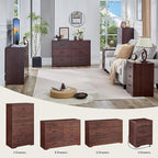 LIDYUK Dark Cherry Dresser for Bedroom, 3 Drawer Dressers & Chest of Drawers, Modern Wood Dresser with Charging Station, End Table Nightstand Bedside Table for Bedroom, Living Room