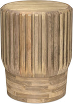 SIMPLIHOME Lyall End Table - 16 inch Wide Solid Mango Wood Round Accent Table with Fluted Sides in Natural, Contemporary Nightstand or Lamp Stand for Living Room or Bedroom, Assembled