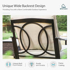 MFSTUDIO 6 PCS Outdoor Patio Furniture Set, Metal Outdoor Conversation Set, Rattan Wicker Patio Sectional Sofa Set with 2 x Fixed Single Sofa, 3-Seat Sofa, 2 x Ottoman, 1 x Coffee Table, Beige