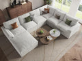 EASE MOOSE Oversized Sectional Cloud Couch-7-Seat, U-Shaped Deep-Seat Modular Boneless Sofa, No-Assembly Chenille Sofa for Living Room, White