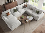 EASE MOOSE Oversized Sectional Cloud Couch-7-Seat, U-Shaped Deep-Seat Modular Boneless Sofa, No-Assembly Chenille Sofa for Living Room, White