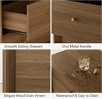 Mid Century Modern Dresser, 6 Drawer Dresser with Storage, 47" Wide Chest of Drawers with Wood Grain Texture, Drawers Organizer for Bedroom, Living Room, Hallway, Walnut