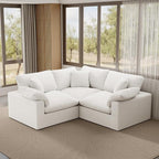 Cloud Modular Sectional Sofa,78.6" V Shape 3 Seater with Corner Down Filled Comfy Sofa,Modern Deep Seat Cloud Couch,Detachable Couch Cushion Covers for Living Room,White