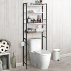 CAPHAUS Over The Toilet Storage, 4-Tier Bathroom Organizer, Freestanding Toilet Shelf, Multifunctional Space Saver Toilet Rack with 4 Hooks, Laundry Organizer, Plant Stand for Balcony (Marble White)