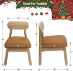DAYAURS Toddler Chair Wooden Kid Chairs Comfy Armless Reading Chair for Kids Bedroom, Boys Girls Desk Chairs for Ages 2-5, Solid Wooden Stool Kids Furniture for Playroom/Preschool/Daycare/Gifts, Brown