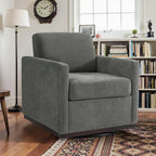 Pia Ricco Plush Swivel Barrel Chair Set of 2 - Mid-Century Modern Accent Armchairs in Soft Chenille for Living Room & Cozy Reading Nook, Dark Gray