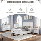 White Dresser for Bedroom, 6 Chest of Drawers, Farmhouse Dresser for Bedroom, Tall Storage Drawers Cabinet for Living Room, Home Office