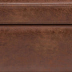 SIMPLIHOME Owen 42 inch Wide Mid Century Modern Rectangle Lift Top Large Coffee Table Storage Ottoman in Distressed Saddle Brown Vegan Faux Leather, Assembled, for the Living Room and Entryway