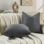 FUTEI Dark Grey Chenille Throw Pillow Covers 22x22 Inch Set of 2,Soft Wide Chevron Textured Cushion Case,Farmhouse Home Decor for Couch Bed Living Room