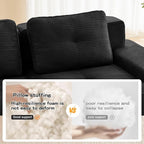150.4” Black Boneless Couches for Living Room, Modular Sectional Sofa with L-Shape Chaise, 4 Seater Comfy Upholstered Deep Seat Corduroy Fabric Cloud Couch No Assembly, Anti-Slip Design