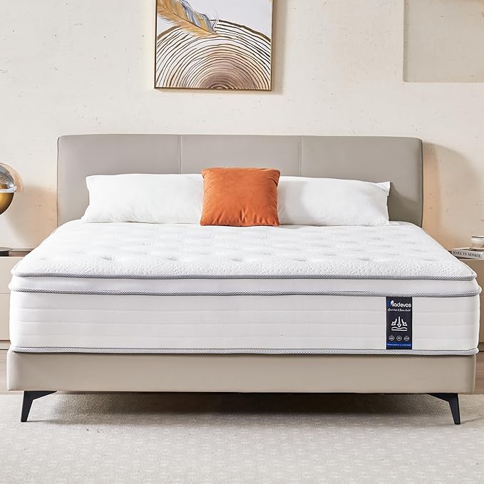 Queen Mattress, 12 Inch Hybrid Mattress in a Box, Memory Foam and Individual Pocket Springs, Soft and Breathable, Soft Feel