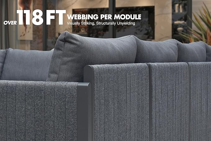 PURPLE LEAF 10 Pieces Patio Conversation Sets with Ottoman Outdoor Couch Sectional Set with Cushion All Weather Patio Conversation Set for Garden Poolside Backyard Gray