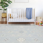 RUGGABLE Washable Vintage Area Rug – Verena Soft Blue 10x14, Stain-Resistant, Non-Slip – Large Machine Washable Rugs for Living Room, Bedroom, Hallway, Entryway & Office–with Standard Pad