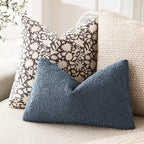 Foindtower Pack of 2 Textured Boucle Throw Pillow Covers Accent Solid Decorative Lumbar Pillow Cases Cozy Couch Cushion Case for Chair Sofa Bedroom Living Room Home Decor 12x20 Inch Dark Blue