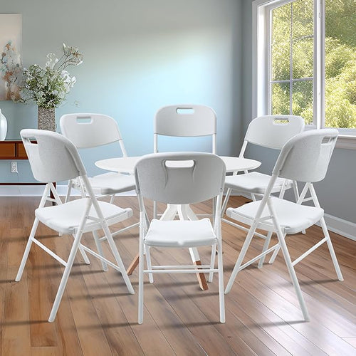 10 Pack Folding Chair, 700 lb Weight Capacity,Indoor/Outdoor Heavy Duty Foldable Chairs for Restaurants, Kitchens, Picnics, Races, Parties & Weddings. (10, White)