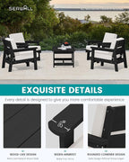 SERWALL Outdoor Patio Furniture Set, 5 Piece HDPE Patio Conversation Sets, All-Weather Wood-Like Outdoor Couch Loveseat and Coffee Table with Thick Cushions for Porch Balcony Garden Backyard
