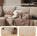 Cloud Sectional Couch with Loveseat, Boneless U-Shaped Cloud Couch with Deep Seat, Soft Plush Modern Minimalist Sofa, Assembly Free Modular Floor Sofa for Office Living Room Apartment, Beige