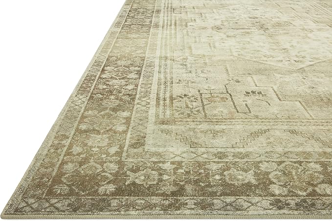 Loloi Magnolia Home by Joanna Gaines Banks Collection BAN-06 Natural/Granite 7'-6" x 9'-6", .13" Pile Height, Machine Washable, Area Rug