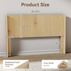 Wood Headboard, 64.5" Wide Headboard for Queen Size Bed, Wall Mounted Fluted Panel, Wingback Modern Headboards,(Oak,Queen)