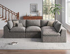 120" Cloud Sectional Couch | Oversize Boneless Couches for Living Room | 4 Seater Modern L-Shape Sofa | Grey