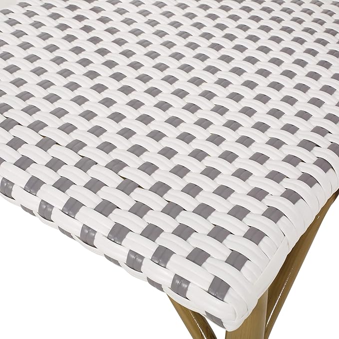 Christopher Knight Home Philomena Outdoor French Bistro Chair (Set of 4), Gray + White + Bamboo Print Finish