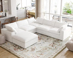 Cloud Modular Sectional Sofa Couch,Oversized Couch 6 Seater for Living Room,160.6" V Shaped Convertible Couches with Storage Ottoman, Covers Washable&Replaceable,White