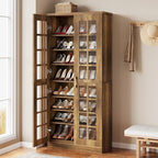 Tribesigns 71-Inch Tall Shoe Cabinet with Doors, 8-Tier Shoe Storage with Adjustable Shelves, Modern Shoe Organizer Shoe Rack Cabinet for Entryway, Hallway, Closet, Living Room, Rustic Brown