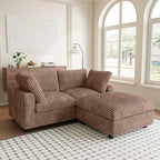 Modular Sectional Sofa, L Shaped Sofa with Ottoman, 78.74" Oversized Loveseat, Plush Deep Seat Sleeper Couches for Living Room, Apartment, Couch Cushion Covers Removable, Brown