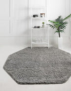 Unique Loom Solid Shag Collection Area Rug (6' 1" Octagon, Cloud Gray)