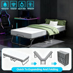 Pataku Folding Bed with Mattress, Twin Foldable Bed, Roll Away Beds for Adults, 75" x 31" Roll Away Portable Beds with 5" Mattress, Folded Frame for Small Apartment, Guest Room