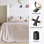 Allewie King Size Platform Bed Frame with USB Charging Station and Storage Shelf/Upholstered Velvet Wingback Headboard/Wooden Slats Support/No Box Spring Needed/Easy Assembly, White
