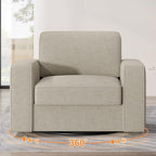 Swivel Accent Sofa Chair Set of 4, Modern Comfy Oversized Upholstered Cushion Back Armchair in Linen 1pcs for Living Room, Bedroom, Reading Room(Beige)